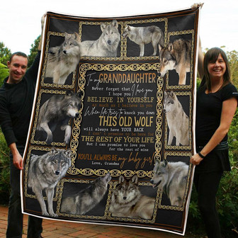 To My Granddaughter Old Wolf Believe In Yourself Gift From Grandma Fleece Blanket Gift For Christmas - Thegiftio UK
