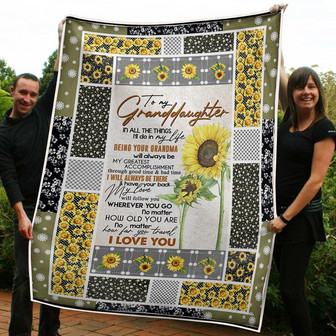 To My Granddaughter Sunflower Follow You Wherever You Go Gift From Grandma Fleece Blanket Gift For Christmas - Thegiftio UK