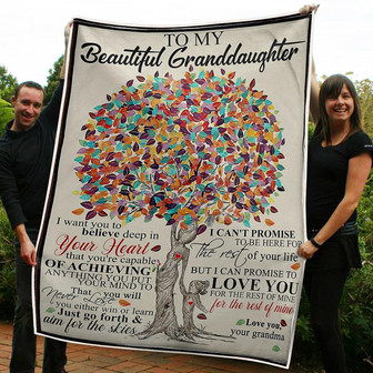 To My Granddaughter Tree Of Life Go Forth And Aim For The Skies Gift From Grandma Fleece Blanket - Thegiftio UK