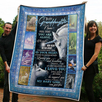 To My Granddaughter Unicorn Always Be There To Support You Gift From Grandma Fleece Blanket - Thegiftio