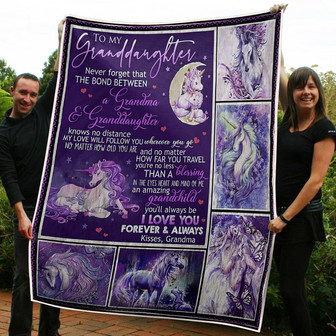 To My Granddaughter Unicorn No Distance Gift From Grandma Fleece Blanket Gift For Christmas, Home Decor - Thegiftio