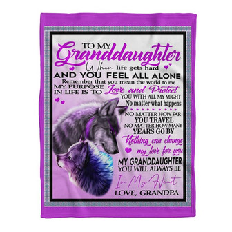 To My Granddaughter Wolf Fleece Blanket - Birthday Gift, Christmas Gift For Granddaughter From Grandpa - Thegiftio UK