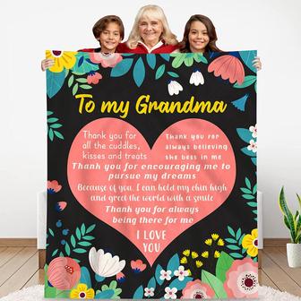 Grandma Blanket from Grandkids, Grandchildren Blanket, Super Soft & Lightweight Fleece - Gift for Birthday, Mothers Day - Thegiftio UK
