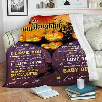 From Grandma to My Granddaughter Never Forget that I Love You Halloween Pumpkin Fleece Blanket Gift - Thegiftio UK