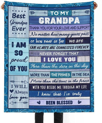 To My Grandpa Throw Blanket Ultra-Soft Micro Fleece Blankets Birthday for Bed Couch Travel Beach - Thegiftio