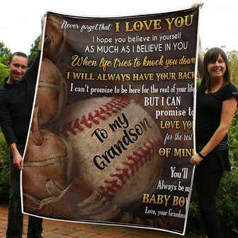 To My Grandson Always Have Your Back Gift From Grandma Fleece Blanket Gift For Christmas, Home Decor - Thegiftio UK