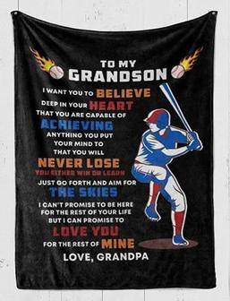 To My Grandson Baseball From Grandpa You Will Never Lose Great Blanket For Birthday Christmas Thanksgiving - Thegiftio UK
