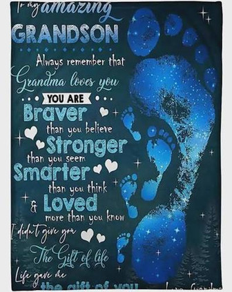 To My Grandson Blanket From Grandma Always Remember That Grandma Loves You Great Thanksgiving - Thegiftio UK