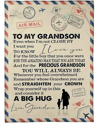 To My Grandson Blanket From Grandma Even When I'M Not Close By Great For Birthday Christmas Thanksgiving - Thegiftio UK