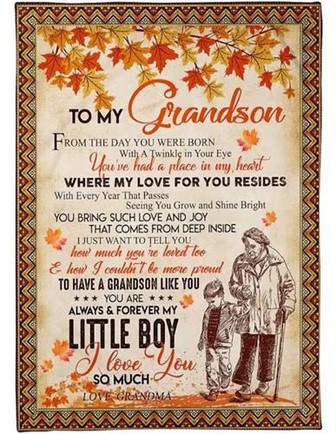 To My Grandson From The Day You Were Born With A Twinkle Autumn Blanket Gift For Christmas, Home Decor - Thegiftio UK