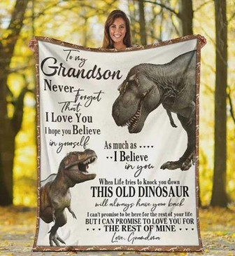 To My Grandson Dinosaur From Grandma Never Forget That I Love You Great Blanket For Birthday Christmas - Thegiftio UK
