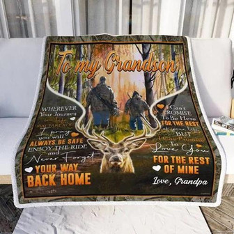 To My Grandson. Never Forget Your Way Back Home. Deer Sofa Throw Blanket Gift For Christmas, Home Decor - Thegiftio UK