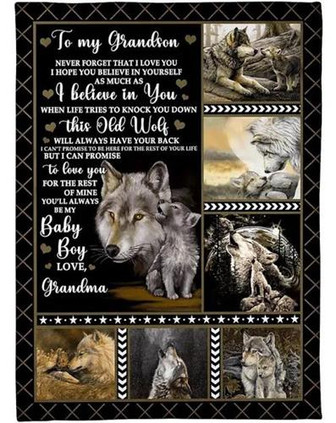 To My Grandson Never Forget That I Love You, I Believe In You Wolf Blanket Gift For Christmas, Home Decor - Thegiftio UK