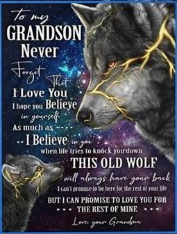 To My Grandson Never Forget That I Love You Grandma Flash Wolf Galaxy Blanket For Grandson - Thegiftio UK