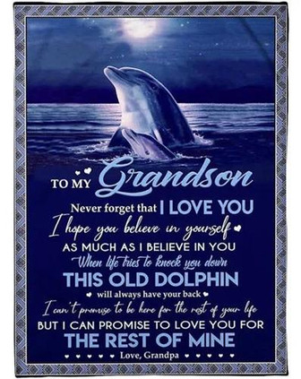 To My Grandson Never Forget That I Love You I Hope You Believe In Yourself Blanket Gift For Christmas - Thegiftio UK