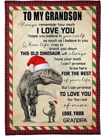 To My Grandson From Grandpa Dinosaur Christmas I Love You For The Rest Of Mine Blanket Gift For Christmas - Thegiftio UK