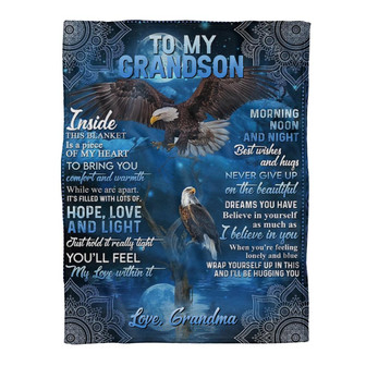 To My Grandson Hugging You Fleece Blanket Family Gift Home Decor Bedding Couch Sofa Soft Comfy Cozy - Thegiftio UK