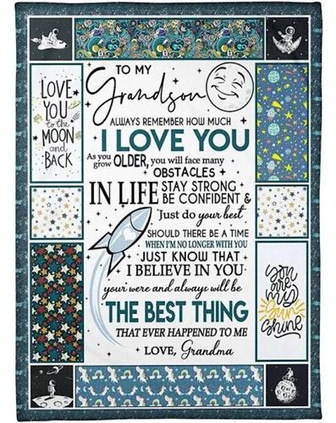 To My Grandson Just Do Your Best Universe Blanket, Great From Grandma Gift For Christmas, Home Decor - Thegiftio UK