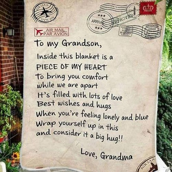 To My Grandson Letter Blanket Peace Of My Heart From Grandma Grandson Gift For Christmas, Home Decor - Thegiftio UK