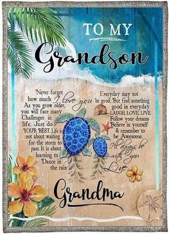 To My Grandson Turtles Blanket from Grandma Never Forget How Much I Love You Great for Birthday Christmas - Thegiftio UK