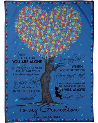 To My Grandson I Will Always Love You Custom Design From Grandma Blanket Gift For Christmas, Home Decor - Thegiftio UK