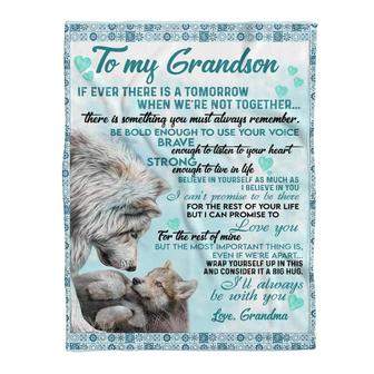 To My Grandson Wolf Grandma Fleece Blanket Family Gift Home Decor Bedding Couch Sofa Soft And Comfy Cozy - Thegiftio UK