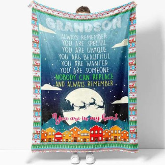 to My Grandson, You Are Special, Unique and Beautiful Blanket from Grandparent Gift For Christmas - Thegiftio