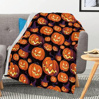 Halloween Pumpkin Blanket, Soft Cozy Flannel Throw Blankets for Couch Sofa Bed Room Home Decor All Season - Thegiftio UK