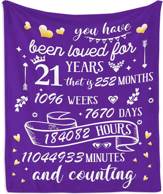 Happy 21st Birthday Gifts for Her, Birthday Decor Blanket - Thegiftio