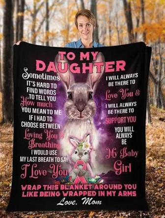 Happy Easter, Bunny Blanket, Gifts For Daughter, To My Daughter, Sometimes It's Hard Rabbit Fleece Blanket, Small - Thegiftio