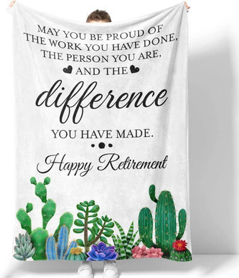 Happy Retirement Blanket for Men Women May You Be Proud Succulent Floral Cozy Fluffy Soft Fleece Throw Blanket - Thegiftio