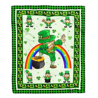 Happy St. Patrick's Day Lucky Clover Shamrock Irish Dabbing Leprechauns Fleece Blanket - Thegiftio UK