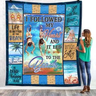 My Heart Led To The Beach Summer Fleece Blanket Throw Blanket Christmas Throw Blanket - Thegiftio UK