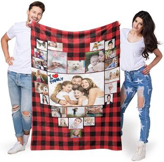 Heart Shape - Custom Throw Blanket with Photos on it, Blanket Personalized for Family Friend with Every Memorial Moment |25 Photos - Thegiftio UK