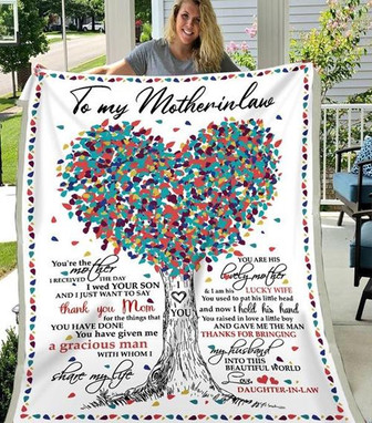 Heart Tree To My Mother In Law You're The Mother I Receive The Day I Wed Your Son Daughter In Law Fleece Blanket - Thegiftio UK