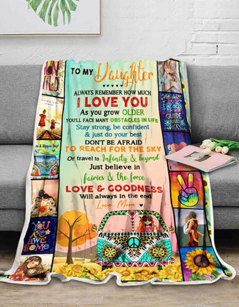 Hippie To My Daughter Fleece Blanket, Remember How Much I Love You, Gift For Daughter From Mom Birthday Gift Home Decor - Thegiftio