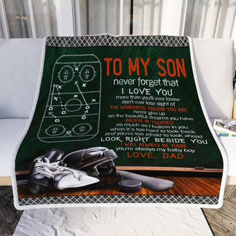 Hockey To My son Never Forget That I Love You Blanket Gift For Son From Dad Birthday Gift Home Decor Bedding Couch - Thegiftio UK