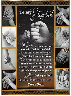  Holding Hands to My Stepdad Being A Dad Fleece Blanket from Son Great Blanket Gifts for Birthday Father's Day - Thegiftio UK