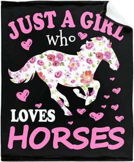 Horse Blanket Gift for Girls Women Plush-Just A Girl Who Loves Horses Pony Blanket for Couch Chair Travel - Thegiftio UK