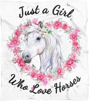 Horse Blanket for Girls - Just A Girl Who Loves Horses Soft Cozy Flannel Throw Blanket - Thegiftio UK