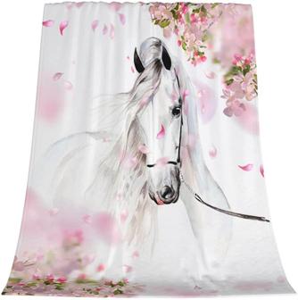 Horse Soft Throw Blanket All Season Microplush Warm Blankets Lightweight Tufted Fuzzy Flannel Fleece Throws Blanket for Bed Sofa Couch - Thegiftio UK