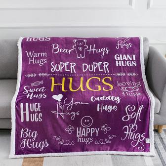 Hugs Blanket - Get Well Soon Gifts for Women Men Courage Healing Inspirational Blanket, Sympathy Gift for Patient (Purple, Fleece) - Thegiftio UK
