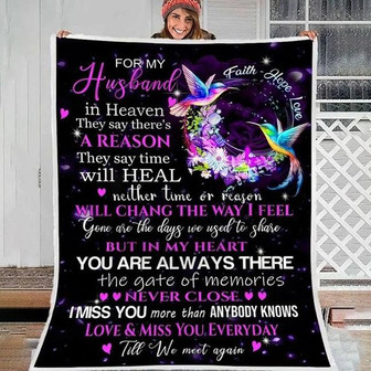 Hummingbird To My Husband You Are Always There The Gate of Memories Blanket Memorial In Heaven Home Decor Bedding Couch - Thegiftio UK