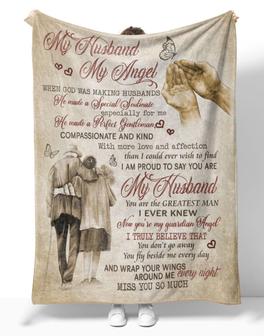 My Husband My Angel Memorial Blanket, My Husband My Angel When God Was Making Husbands Old Couple Blanket Gifts For Wife - Thegiftio UK
