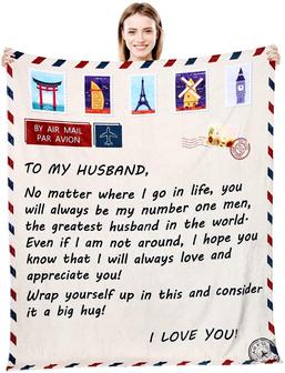 Husband Blanket Gifts for Him from Wife - Anniversary Romantic Gifts for Husband - Husband Birthday Gifts from Wife for Fathers Day or Christmas - Thegiftio UK