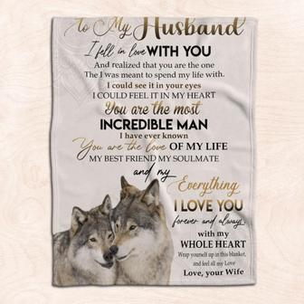 To My Husband Wolf Fleece Blanket Family Gift Home Decor Bedding Couch Sofa Soft And Comfy Cozy - Thegiftio UK