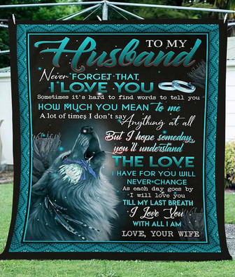 To my Husband Wolf From Wife Fleece Blanket Birthday, Anniversary, Valentine Gifts for Him | Christmas Gift - Thegiftio UK