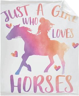 Just A Girl Who Loves Horses Flannel Blanket Decor Soft Cozy Warm Fluffy Blanket for Bed Couch Travel Beach - Thegiftio UK