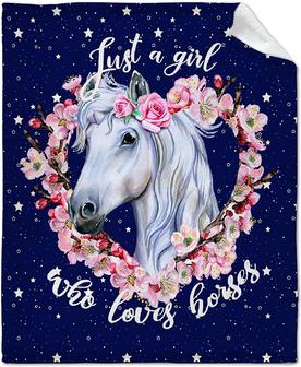 Just A Girl Who Loves Horses Throw Blanket, The Best Gifts for Daughter Kids - Thegiftio UK