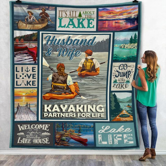 Kayaking Couple Lake Fleece Blanket Throw Blanket Christmas Throw Blanket - Thegiftio UK